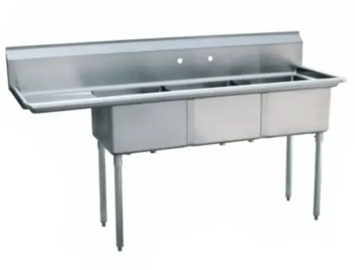 [LJ1216-3L-SV1] L&J LJ1216-3L 51" 3 Compartment Sink / Left Drainboard