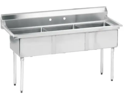 [LJ2020-3-SV1] Three-Compartment Sink L&J / LJ2020-3 / No Drainboard