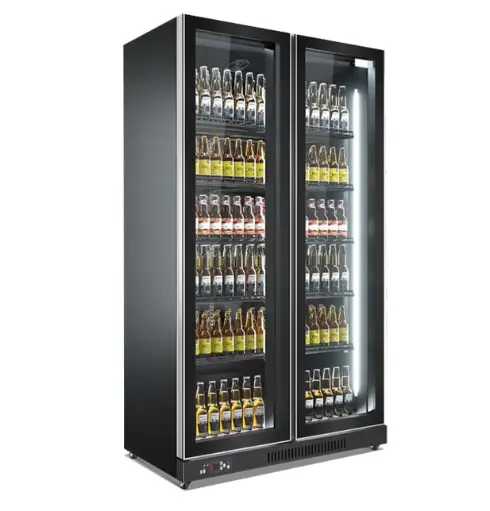 [ALG1253-2M-SV1] Twin Power Frameless Glass Door Merchandiser / 2 Doors