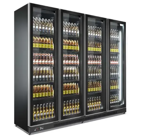 [ALG2508-4M-SV1] Twin Power Frameless Glass Door Merchandiser / 4 Doors