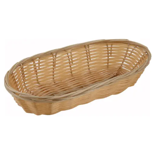 [PWBN-9B-SV1] Tan Poly Woven Baskets - / Long Oval
